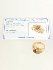 18K Platinum Chrysoberyl Cat's Eye Ring in Gold/Brown/Silver