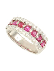 Platinum Ruby Diamond Ring in Silver/Pink