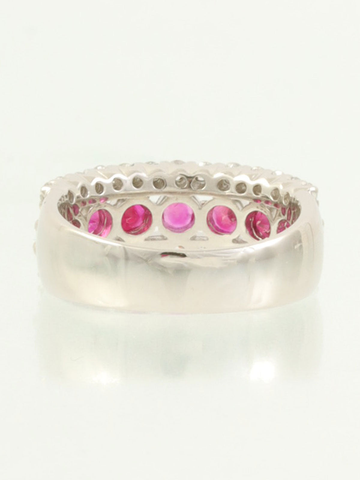 Platinum Ruby Diamond Ring in Silver/Pink