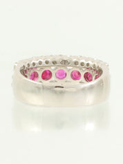 Platinum Ruby Diamond Ring in Silver/Pink