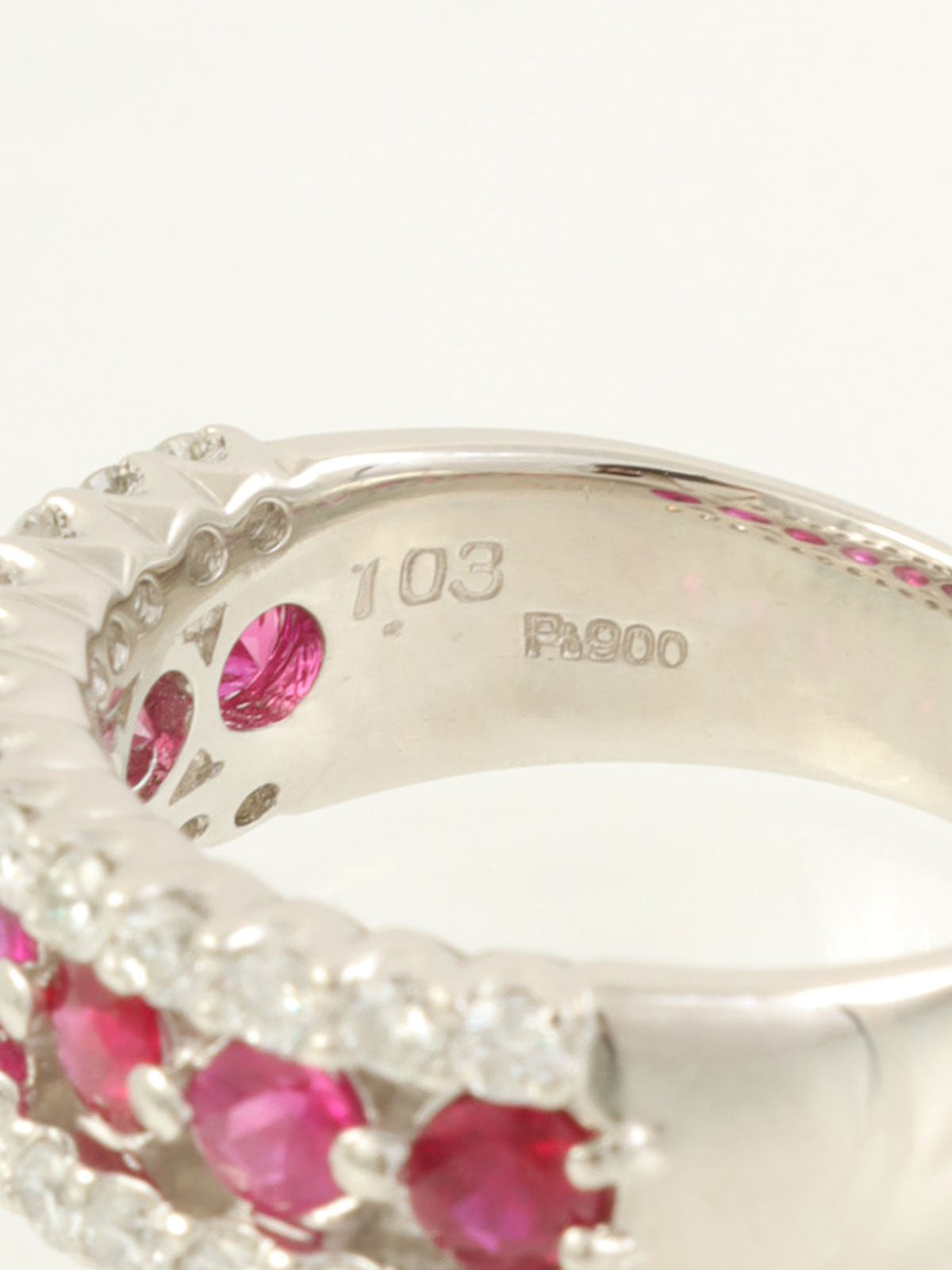 Platinum Ruby Diamond Ring in Silver/Pink
