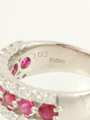 Platinum Ruby Diamond Ring in Silver/Pink