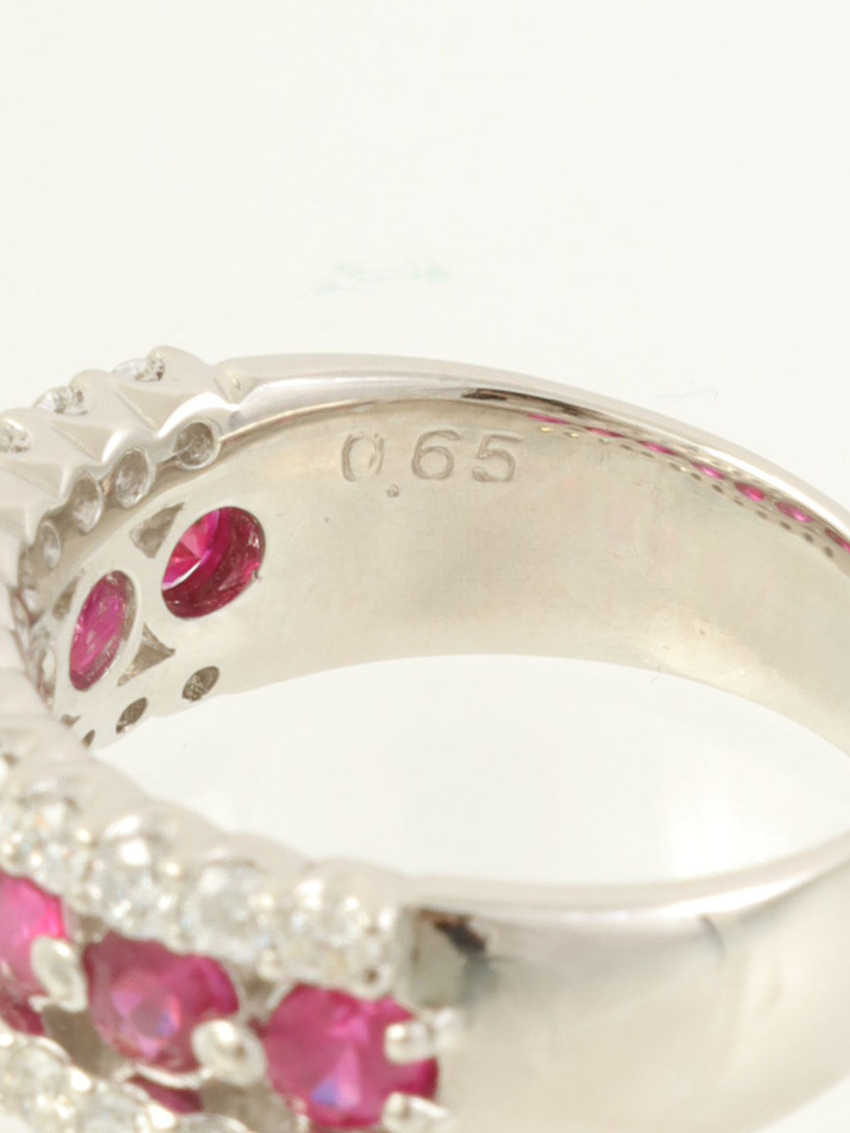 Platinum Ruby Diamond Ring in Silver/Pink