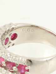 Platinum Ruby Diamond Ring in Silver/Pink