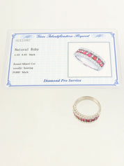 Platinum Ruby Diamond Ring in Silver/Pink