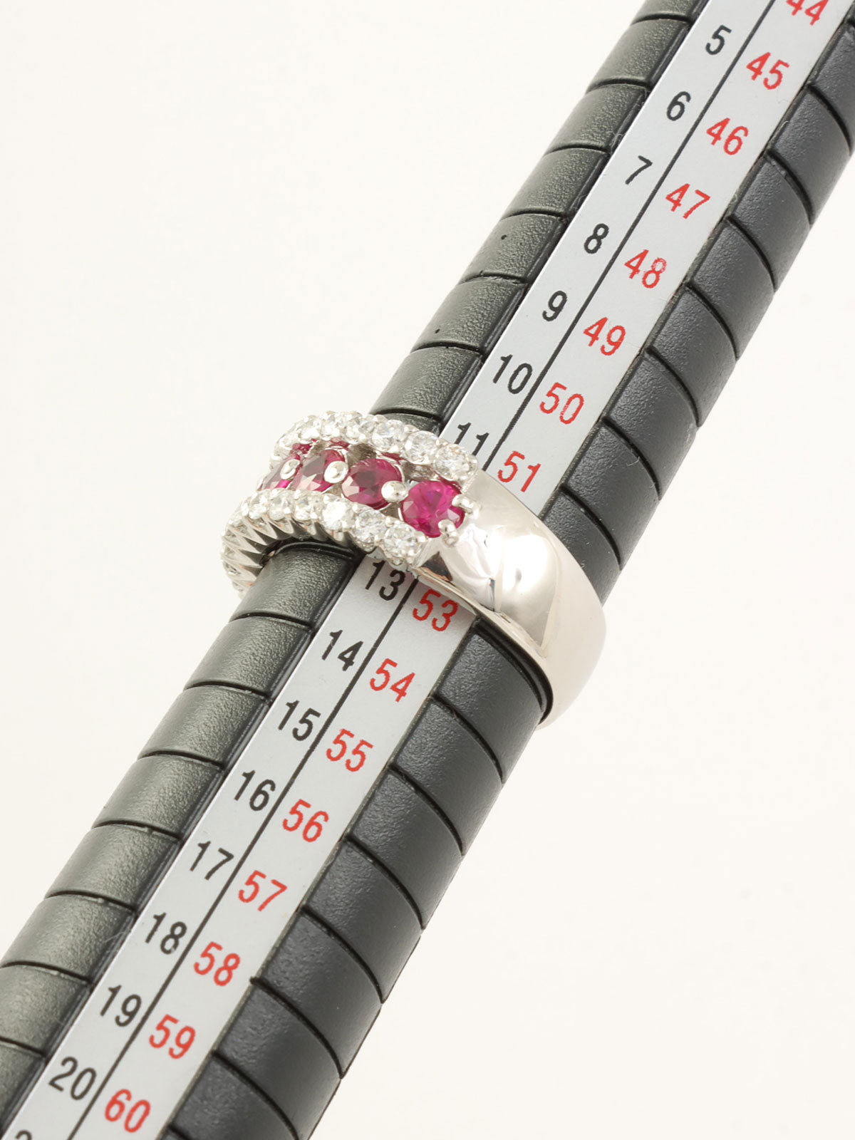 Platinum Ruby Diamond Ring in Silver/Pink