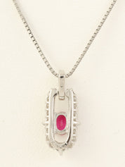 Platinum Ruby Diamond Design Necklace in Silver/Cherry Red