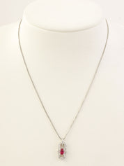 プラチナルビーダイヤモンドデザインネックレス シルバー/チェリーレッド