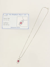Platinum Ruby Diamond Design Necklace in Silver/Cherry Red