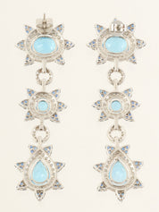 18K Blue Topaz and Sapphire Design Swing Earrings in Silver/Blue