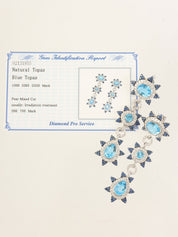 18K Blue Topaz and Sapphire Design Swing Earrings in Silver/Blue