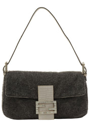 Knitted Rhinestone Python Detail Mamma Baguette Grey