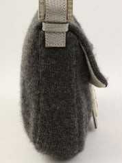 Knitted Rhinestone Python Detail Mamma Baguette Grey