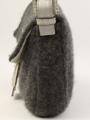 Knitted Rhinestone Python Detail Mamma Baguette Grey