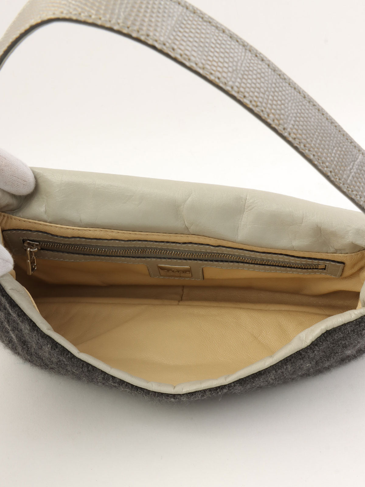 Knitted Rhinestone Python Detail Mamma Baguette Grey