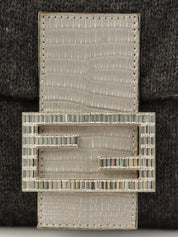 Knitted Rhinestone Python Detail Mamma Baguette Grey