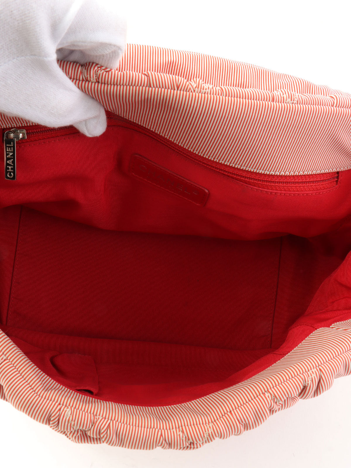 2009年頃製 バブルキルトCCマークプレートチェーンショルダーバッグ レッド/ホワイト