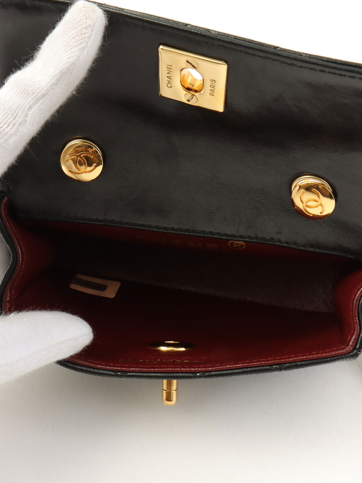 1990年頃製 CCターンロックチェーンショルダーバッグミニ ブラック