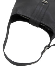 Gancini Plate Shoulder Bag in Black