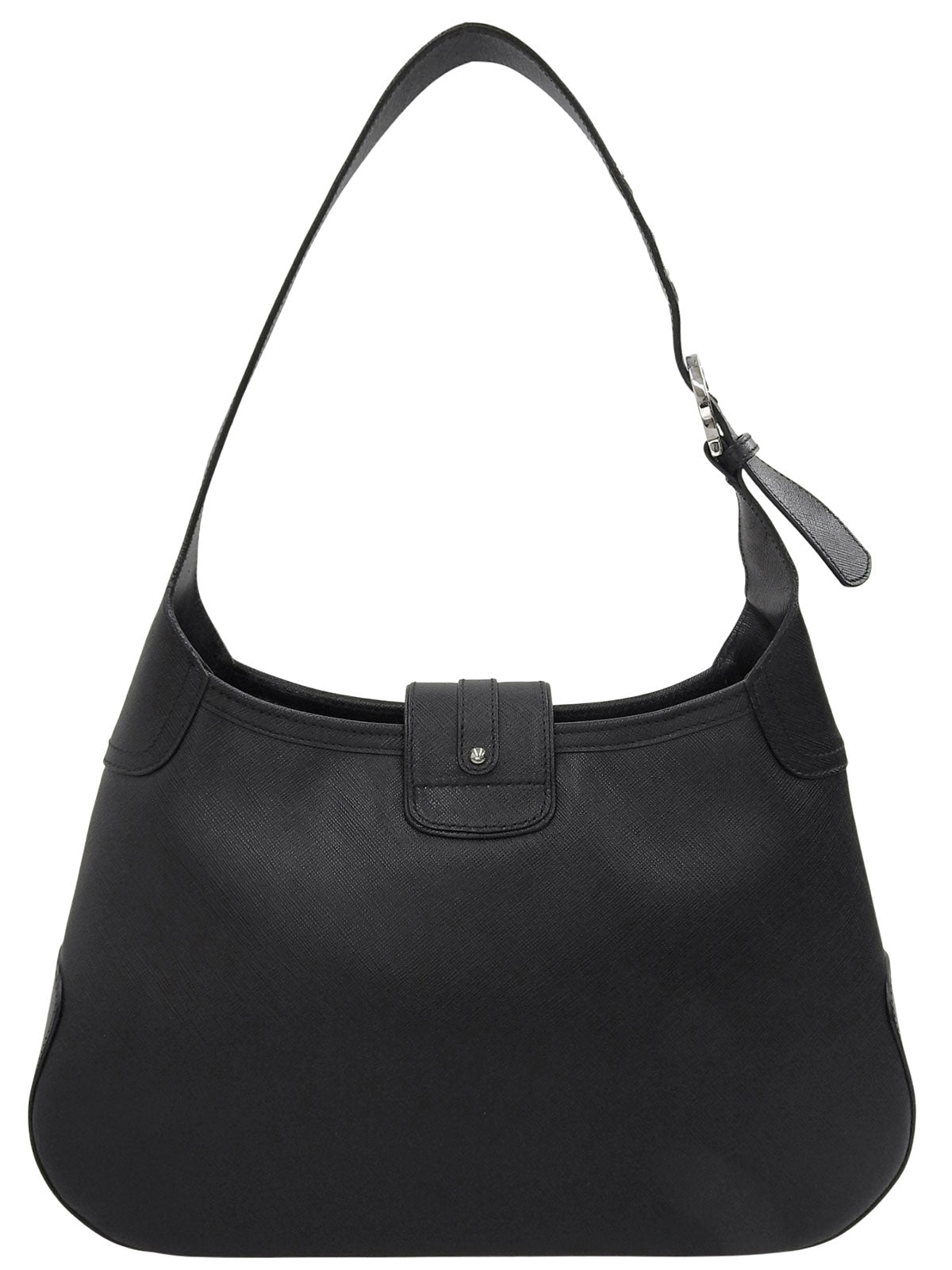 Gancini Plate Shoulder Bag in Black