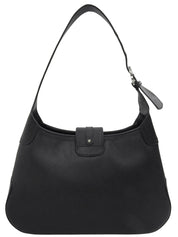 Gancini Plate Shoulder Bag in Black