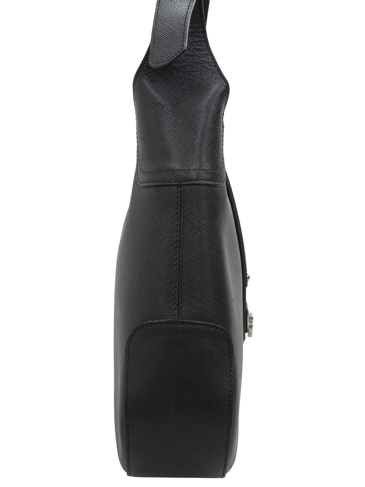 Gancini Plate Shoulder Bag in Black