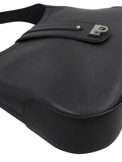 Gancini Plate Shoulder Bag in Black