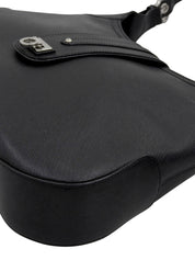 Gancini Plate Shoulder Bag in Black
