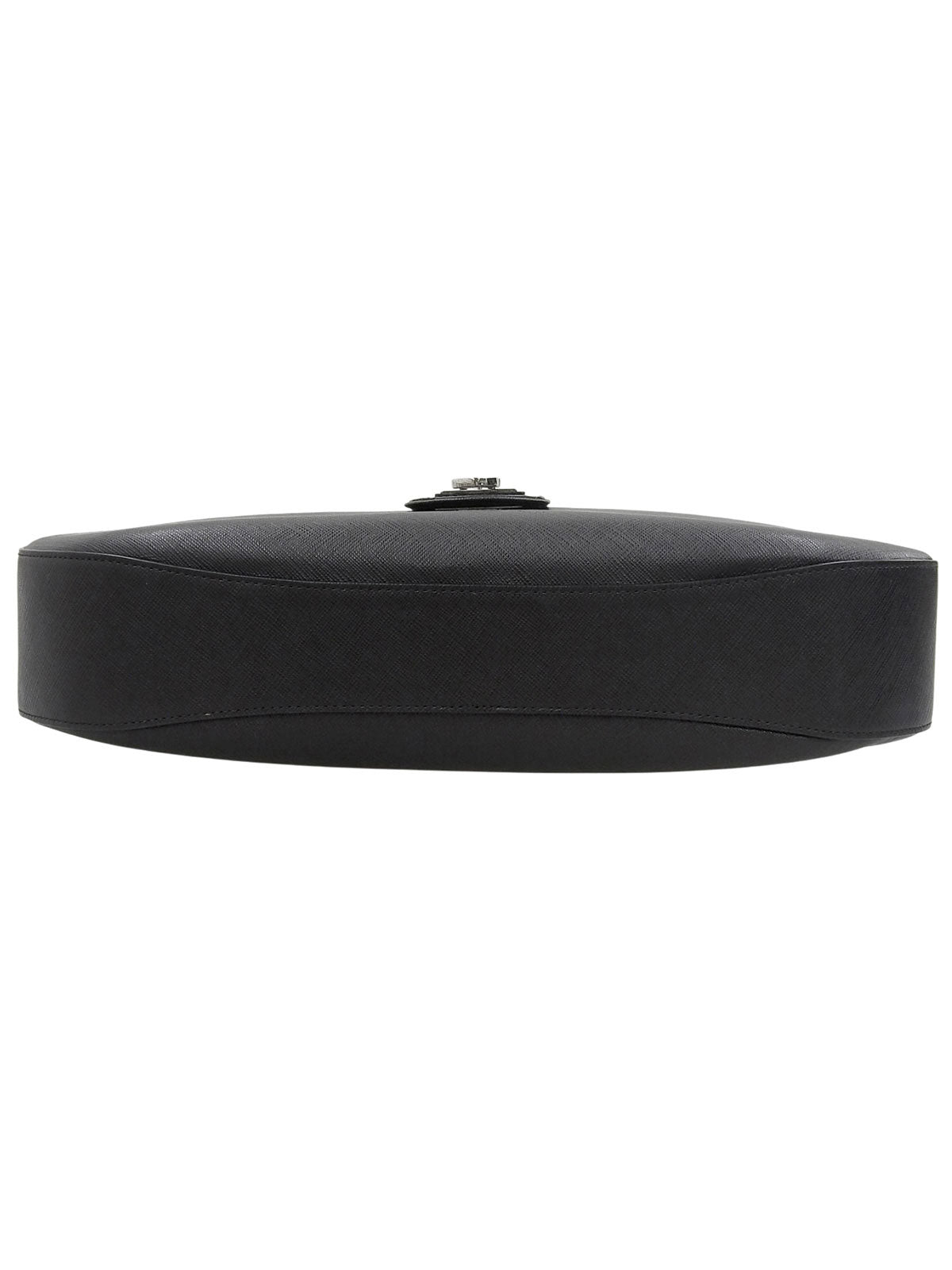 Gancini Plate Shoulder Bag in Black