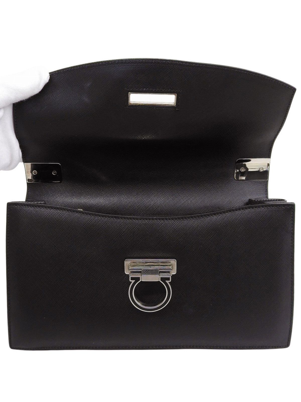 サフィアーノガンチーニプレート2wayバッグ ブラック