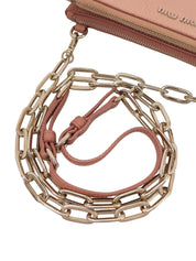 Logo Plate Chain Shoulder Bag Pink