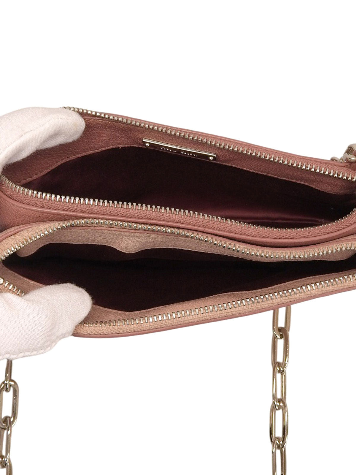 ロゴプレートチェーンショルダーバッグ ピンク