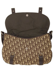 トロッターパターンロゴプレートショルダーバッグブラウン