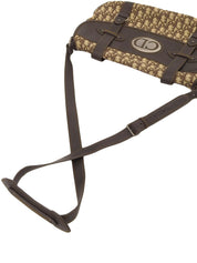 トロッターパターンロゴプレートショルダーバッグブラウン