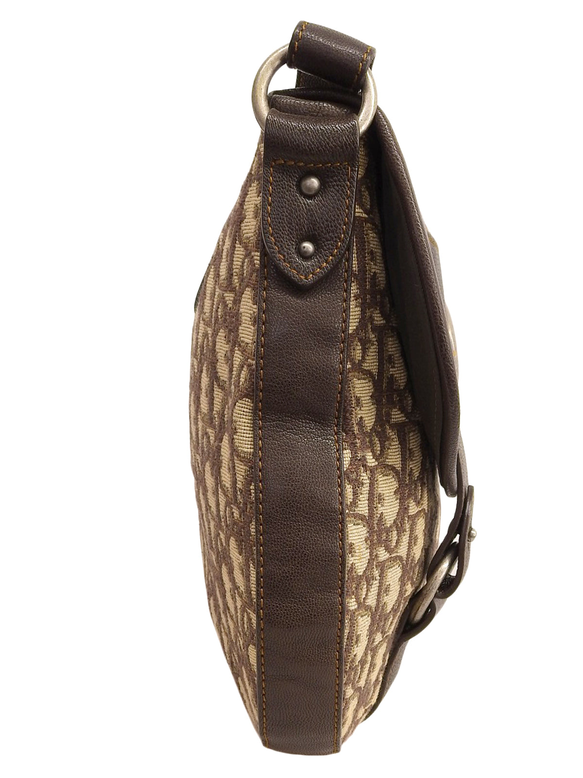 トロッターパターンロゴプレートショルダーバッグブラウン