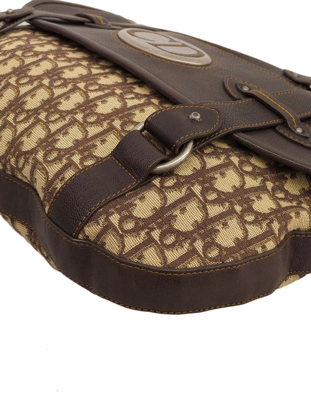 トロッターパターンロゴプレートショルダーバッグブラウン