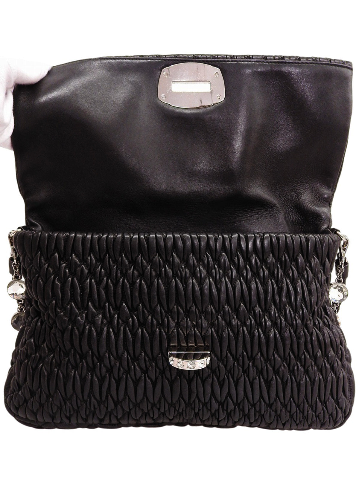 クリスタルマテラッセショルダーバッグ ブラック