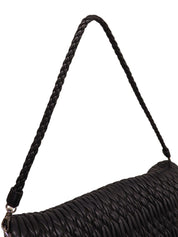 黑色水晶绗缝单肩包