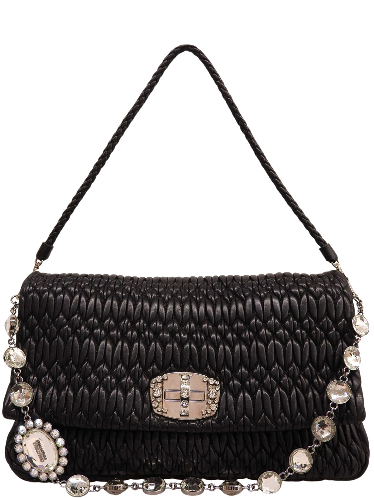 クリスタルマテラッセショルダーバッグ ブラック