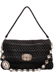 クリスタルマテラッセショルダーバッグ ブラック