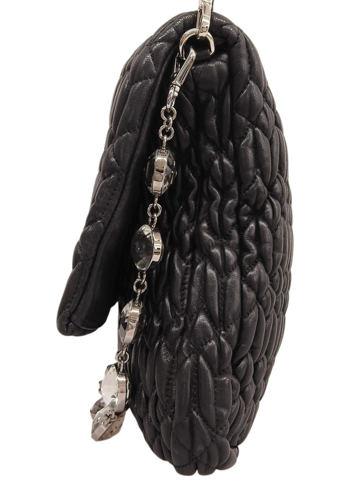 黑色水晶绗缝单肩包