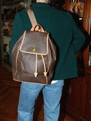 マカダムパターンリングロゴプレートバックパック ブラウン