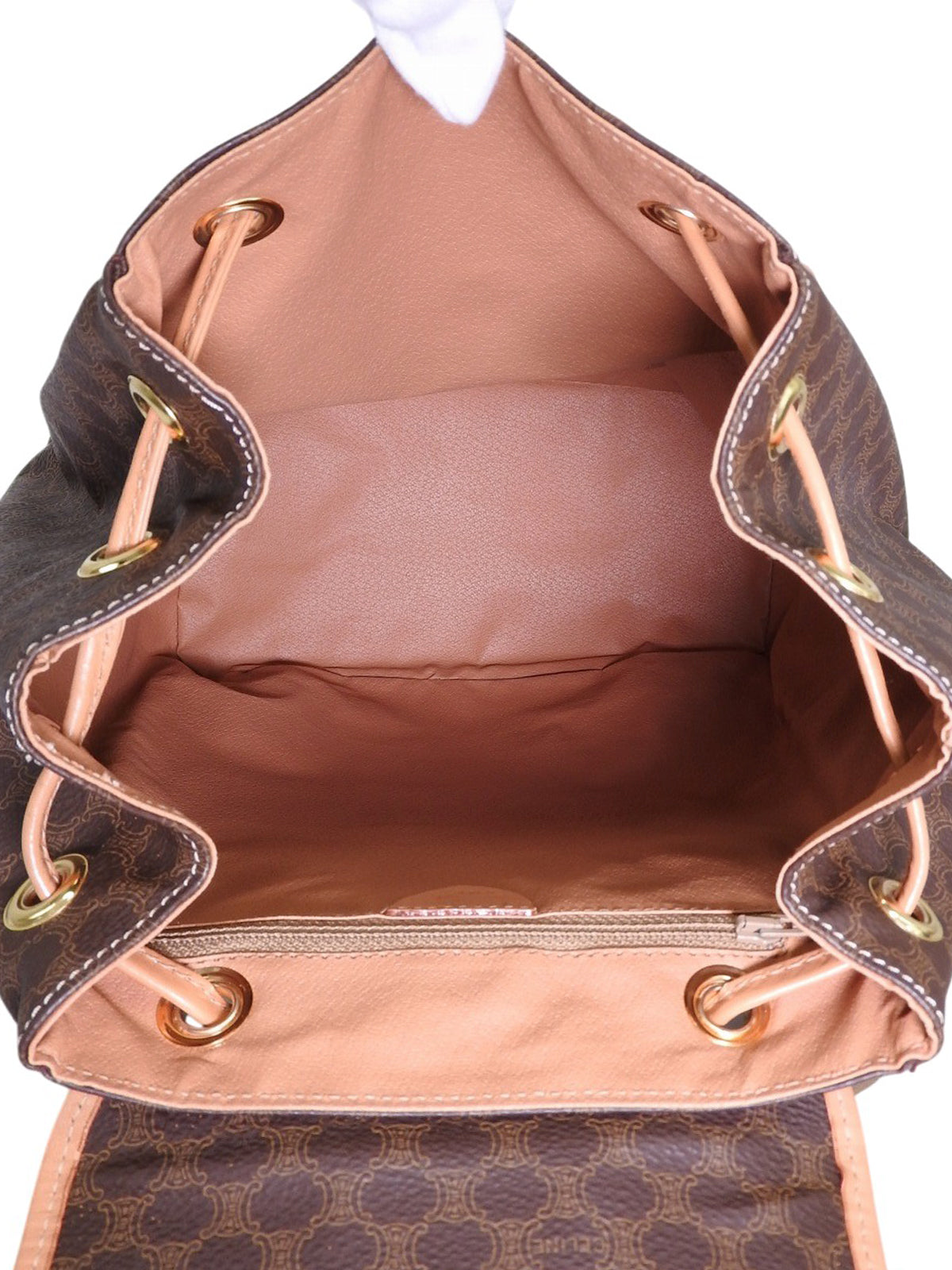 Macadam Pattern Ring Logo Plate Backpack Brown