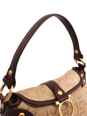 ガンチーニプレートハンドバッグ ブラウン