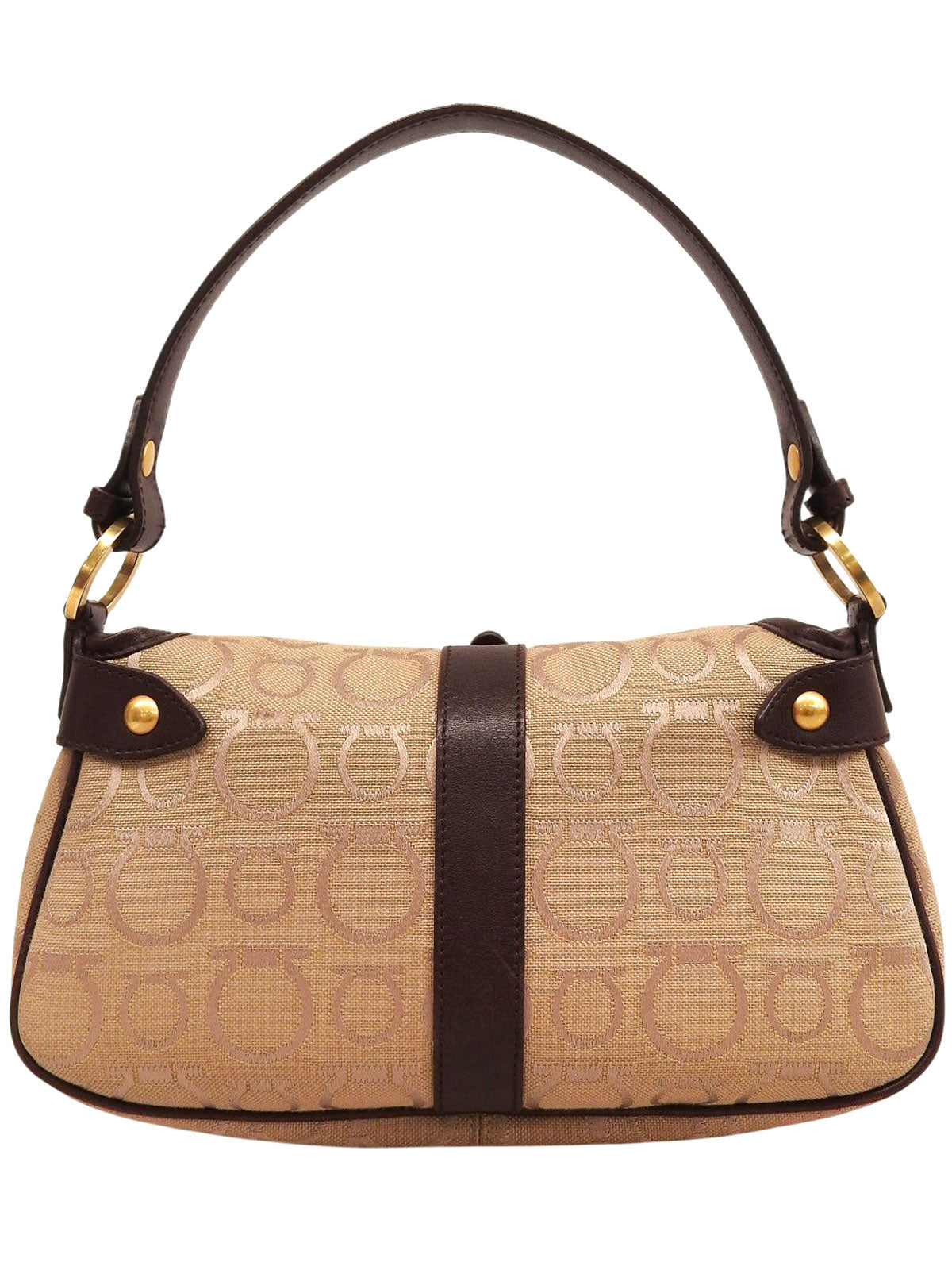 ガンチーニプレートハンドバッグ ブラウン