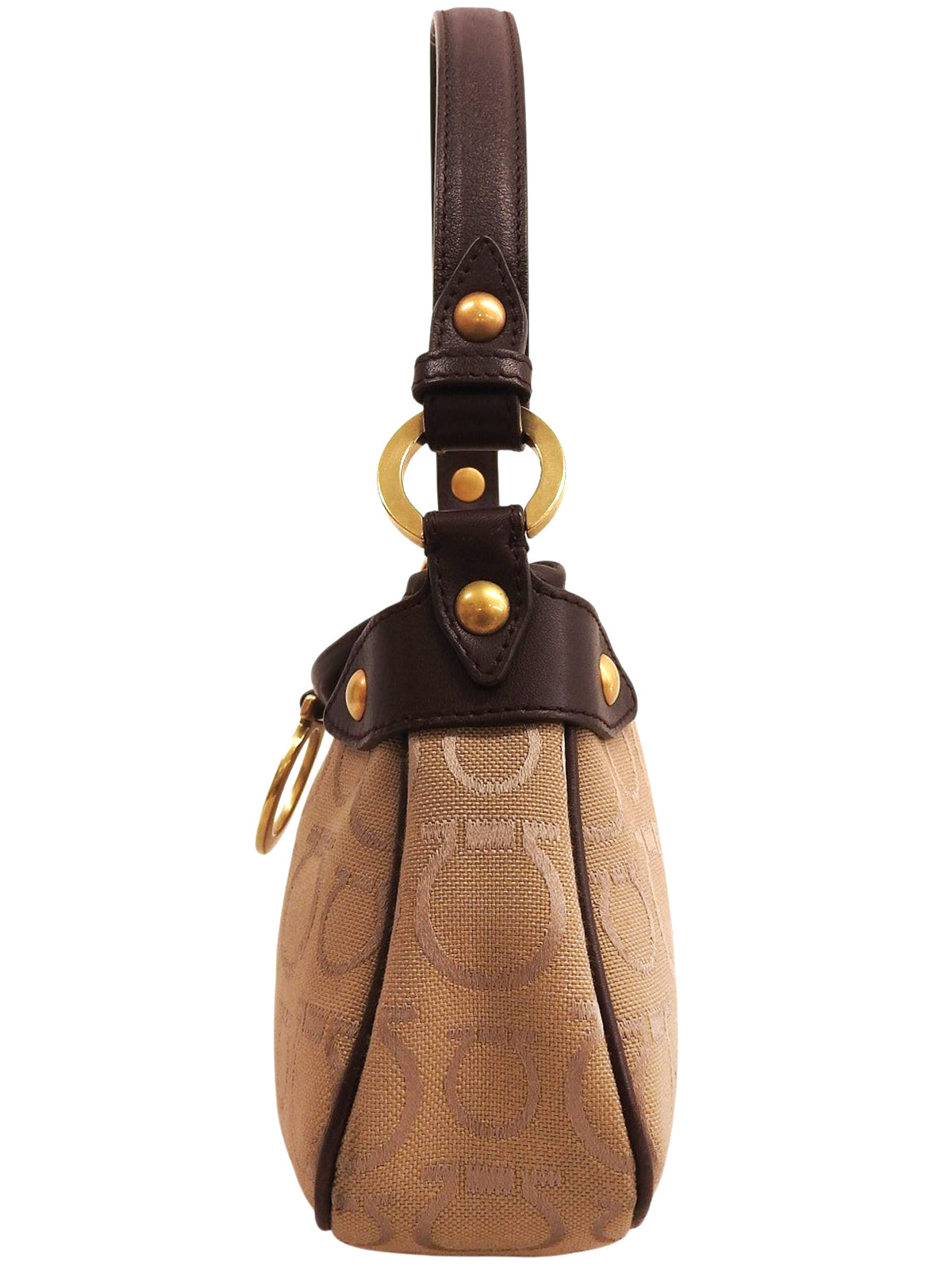 ガンチーニプレートハンドバッグ ブラウン