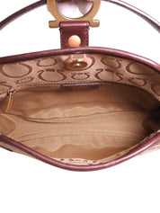 ガンチーニプレートハンドバッグ ブラウン