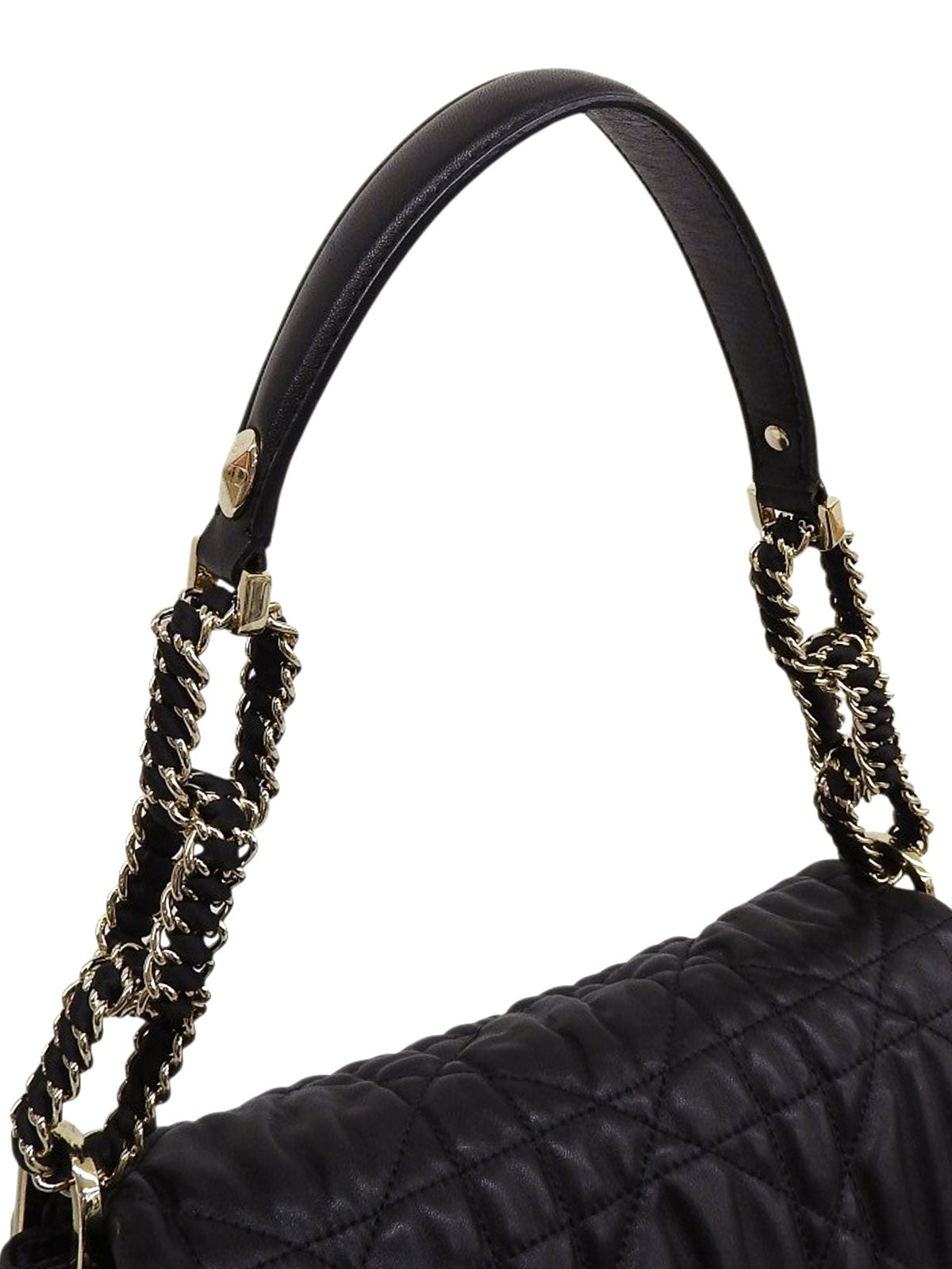 黑色藤格纹链条单肩包