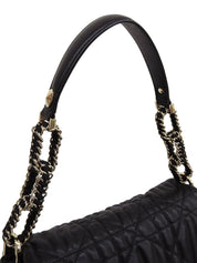 黑色藤格纹链条单肩包