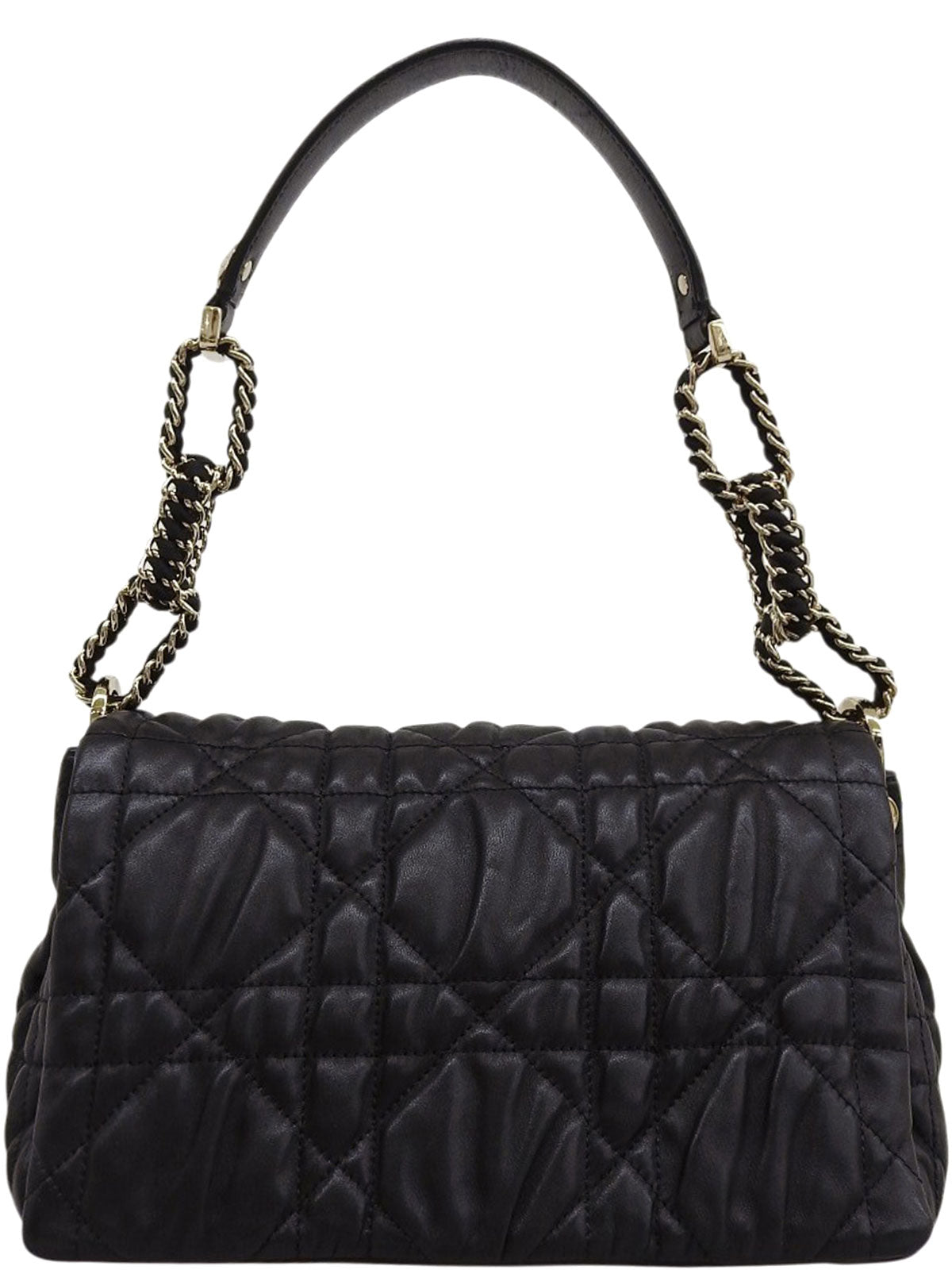 黑色藤格纹链条单肩包